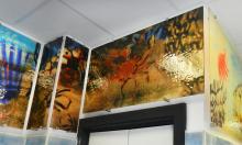 Glass panels decorate with printing glass